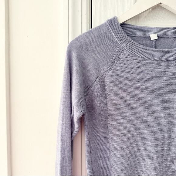 Lululemon Athletica Sit In Lotus Heathered Lilac Crew Neck Cozy Sweater Knit 4 - Picture 5 of 13